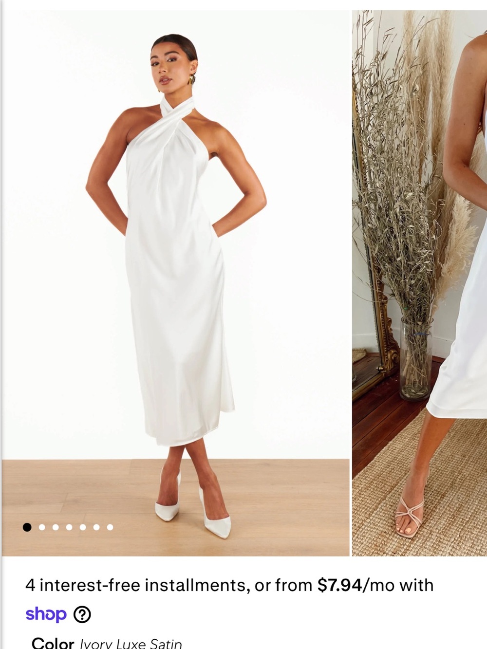 Show Me Your Mumu Jasmine Halter Midi Dress White L Bridal